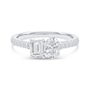 1.25 CT. T.W. Oval and Emerald-Cut Certified Lab-Created Diamond Engagement Ring in 14K Gold (F/VS2