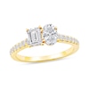 Thumbnail Image 1 of 1.25 CT. T.W. Oval and Emerald-Cut Certified Lab-Created Diamond Engagement Ring in 14K Gold (F/VS2)