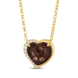 Godiva x Le Vian® Heart-Shaped Chocolate Quartz® and 0.06 CT. T.W. Nude Diamond™ Pendant in 14K Honey Gold™ - 19&quot;