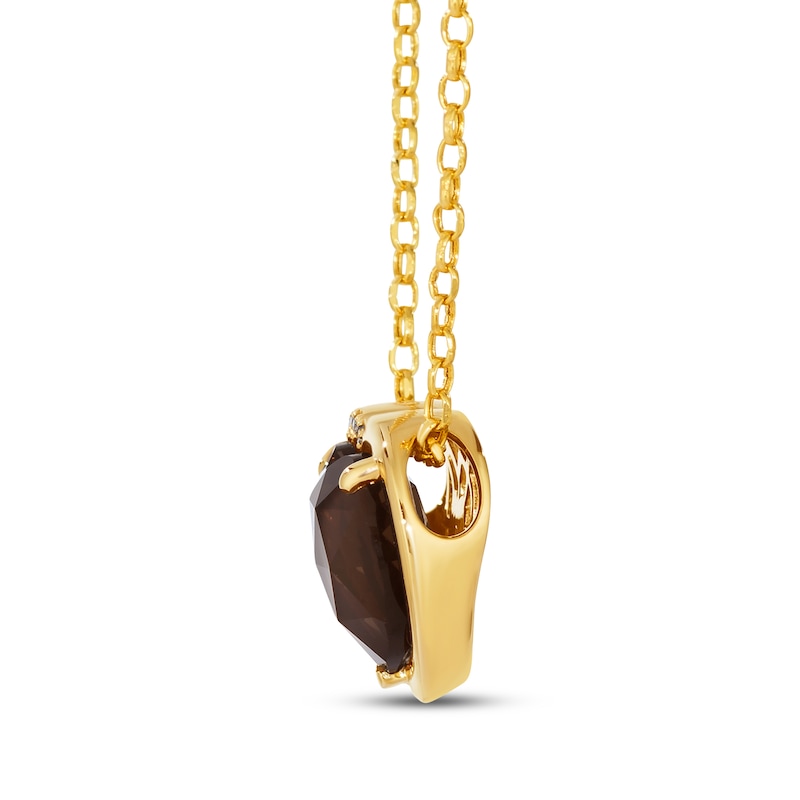 Main Image 2 of Godiva x Le Vian® Heart-Shaped Chocolate Quartz® and 0.06 CT. T.W. Nude Diamond™ Pendant in 14K Honey Gold™ - 19&quot;