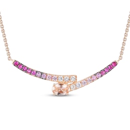 Le Vian® Good Karma Strawberry Ombré® and Peach Morganite™ Bypass Bar Necklace in 14K Strawberry Gold® - 19&quot;