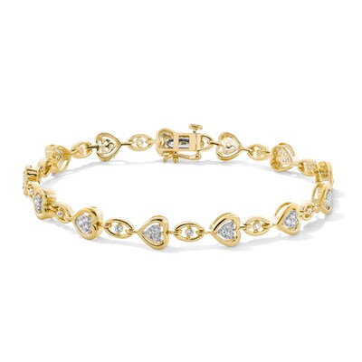 0.50 CT. T.W. Certified Lab-Created Diamond Heart Link Bracelet in Sterling Silver with 24K Gold Plate (I/I1) - 7.25”