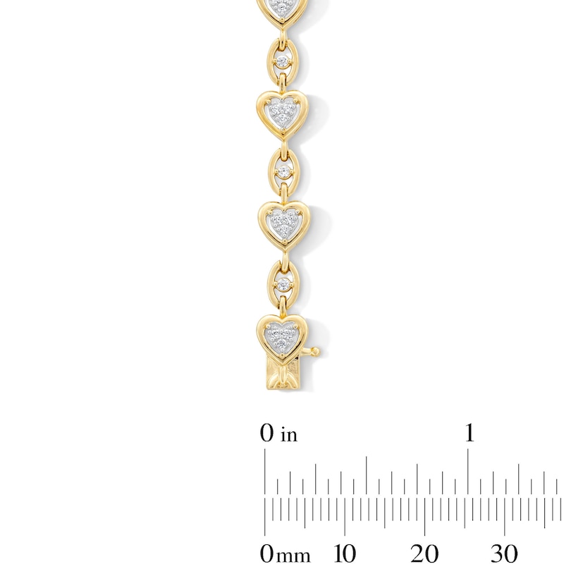 0.50 CT. T.W. Certified Lab-Created Diamond Heart Link Bracelet in Sterling Silver with 24K Gold Plate (I/I1) - 7.25”