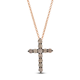 Le Vian® 1.18 CT. T.W. Chocolate Diamond® Cross Pendant in 14K Strawberry Gold® - 19”