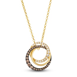 Le Vian® 0.45 CT. T.W. Chocolate Diamond® and Nude Diamond™ Entwined Circles Pendant in 14K Honey Gold™ - 19”