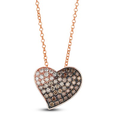 Le Vian® 0.95 CT. T.W. Chocolate Ombré® Diamond Abstract Heart Necklace in 14K Strawberry Gold® - 19”