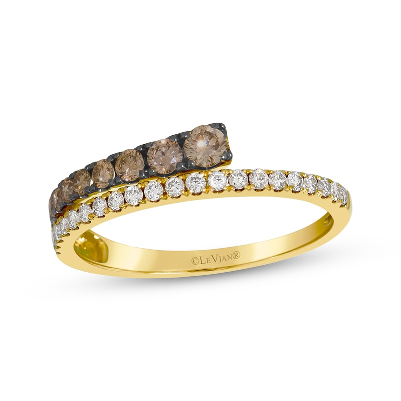 Le Vian® Good Karma 0.45 CT. T.W. Chocolate Diamond® and Nude Diamond™ Bypass Ring in 14K Honey Gold™