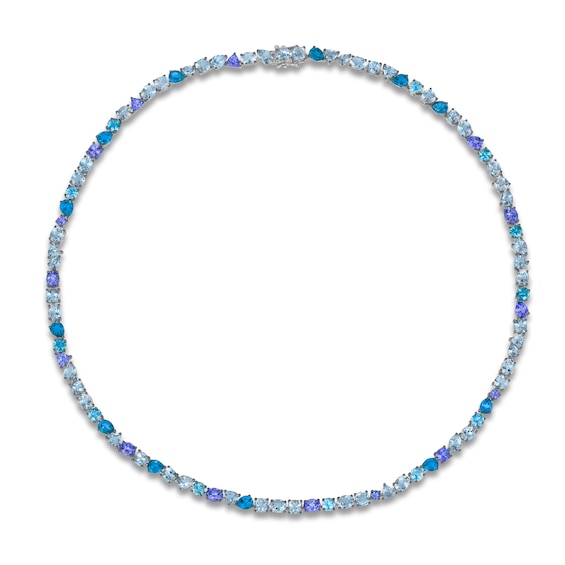 Le Vian® Deep Sea Blue Topaz™, Blueberry Tanzanite®, Blue Zircon and Aquamarine Necklace in 14K Vanilla Gold® - 17”