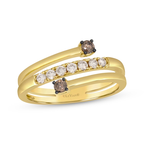 Le Vian® Good Karma 0.29 CT. T.W. Chocolate Diamond® and Nude Diamond™ Bypass Ring in 14K Honey Gold™ - Size 7