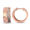 Thumbnail Image 1 of Le Vian® 1.145 CT. T.W. Chocolate Ombré® Diamond Scatter Hoop Earrings in 14K Strawberry Gold®