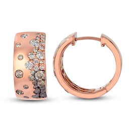 Le Vian® 1.145 CT. T.W. Chocolate Ombré® Diamond Scatter Hoop Earrings in 14K Strawberry Gold®