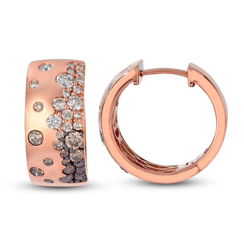 Main Image 1 of Le Vian® 1.145 CT. T.W. Chocolate Ombré® Diamond Scatter Hoop Earrings in 14K Strawberry Gold®