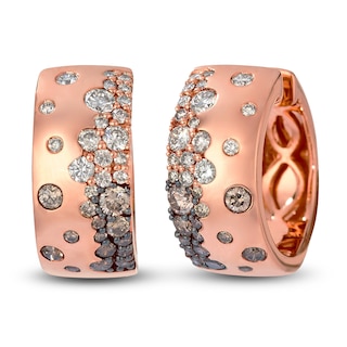 Le Vian® 1.145 CT. T.W. Chocolate Ombré® Diamond Scatter Hoop Earrings in 14K Strawberry Gold®