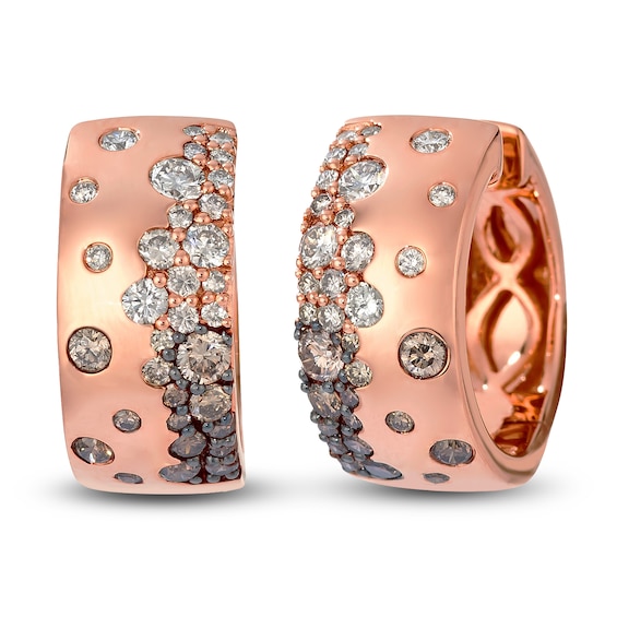 Le Vian® 1.145 CT. T.W. Chocolate Ombré® Diamond Scatter Hoop Earrings in 14K Strawberry Gold®