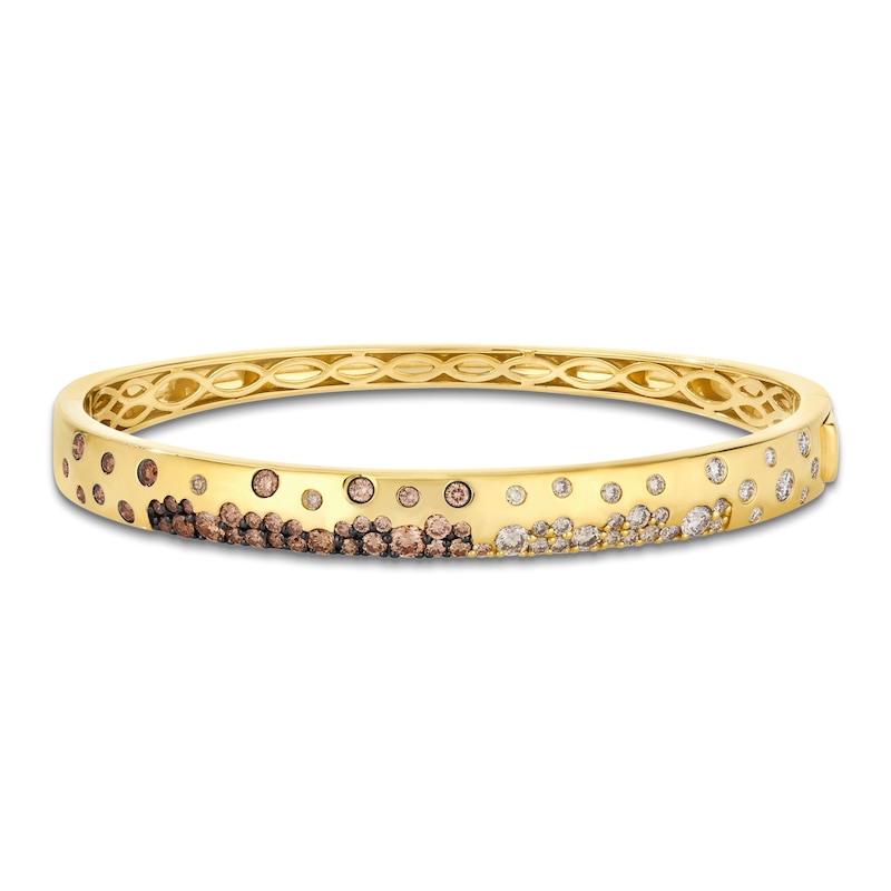 Main Image 1 of Le Vian® 1.80 CT. T.W. Chocolate Ombré® Diamond Scatter Bangle in 14K Honey Gold™ - 6.75&quot;