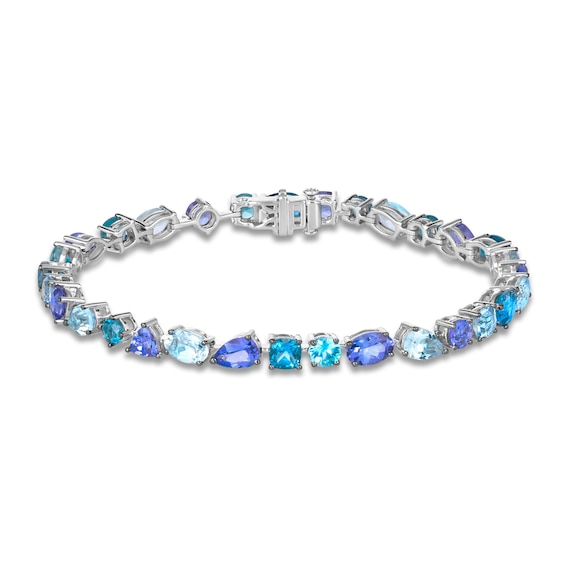 Le Vian® Deep Sea Blue Topaz™, Blueberry Tanzanite®, Blueberry Zircon™ and Aquamarine Bracelet in 14K Vanilla Gold®