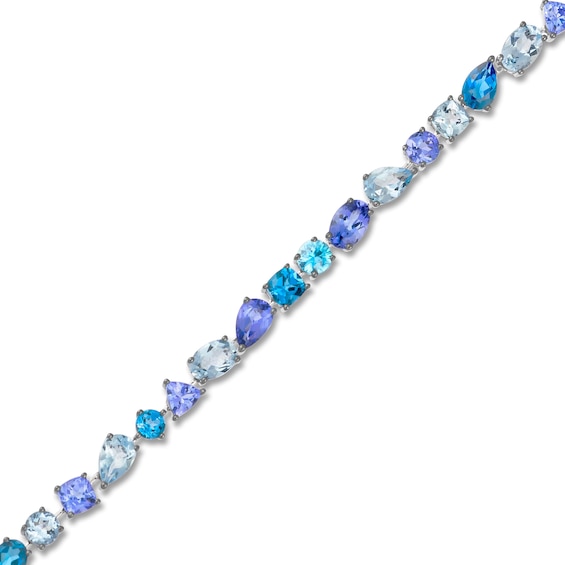 Le Vian® Deep Sea Blue Topaz™, Blueberry Tanzanite®, Blueberry Zircon™ and Aquamarine Bracelet in 14K Vanilla Gold®