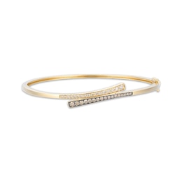 Le Vian® Good Karma 0.58 CT. T.W. Chocolate Diamond® and Nude Diamond™ Bypass Bangle in 14K Honey Gold™ - 6.75&quot;