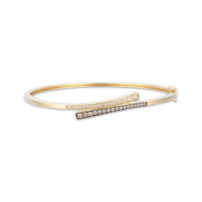 Le Vian® Good Karma 0.58 CT. T.W. Chocolate Diamond® and Nude Diamond™ Bypass Bangle in 14K Honey Gold™ - 6.75"