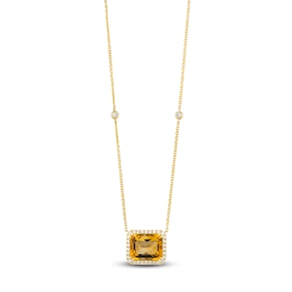 Le Vian® Emerald-Cut Cinnamon Citrine® and 0.29 CT. T.W. Nude Diamond™ Frame Necklace in 14K Honey Gold™ - 19”