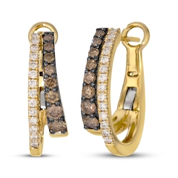 Le Vian® 0.45 CT. T.W. Chocolate Diamond® and Nude Diamond™ Split Hoop Earrings in 14K Honey Gold™