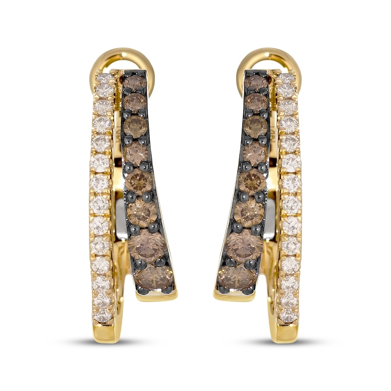 Le Vian® 0.45 CT. T.W. Chocolate Diamond® and Nude Diamond™ Split Hoop Earrings in 14K Honey Gold™