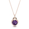 Le Vian® Heart-Shaped Grape Amethyst™ and 0.29 CT. T.W. Diamond Frame Pendant in 14K Strawberry Gold®