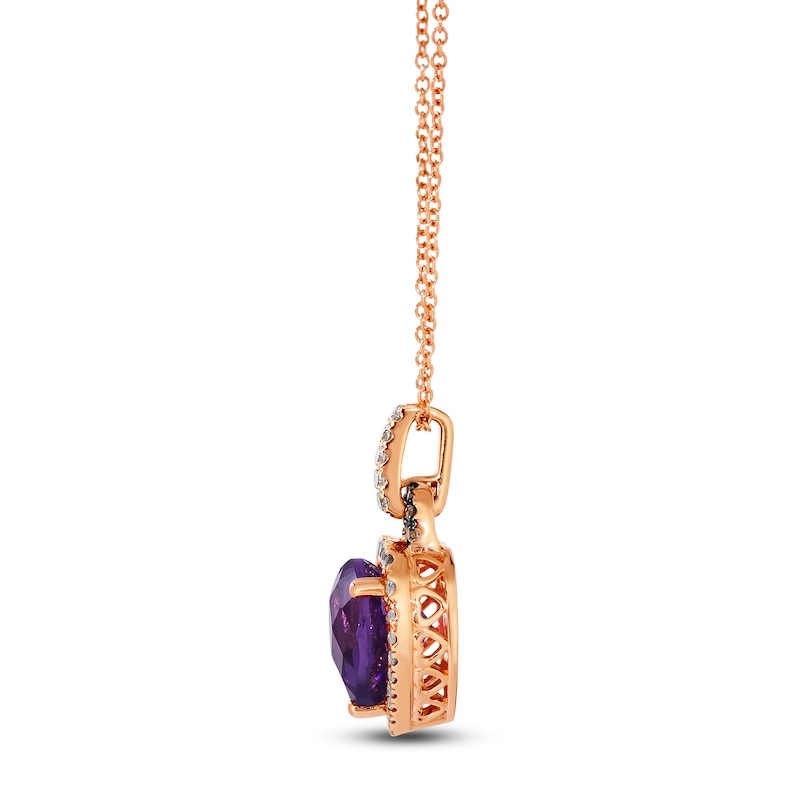 Main Image 2 of Le Vian® Heart-Shaped Grape Amethyst™ and 0.29 CT. T.W. Diamond Frame Pendant in 14K Strawberry Gold®