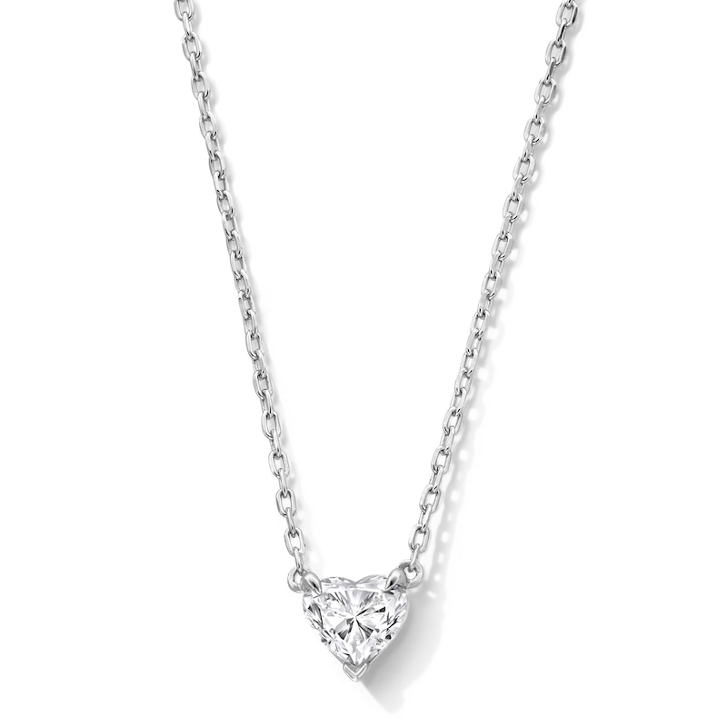 Main Image 1 of 0.50 CT. Heart-Shaped Certified Lab-Created Diamond Solitaire Necklace in Sterling Silver (F/SI2) - 18.27”