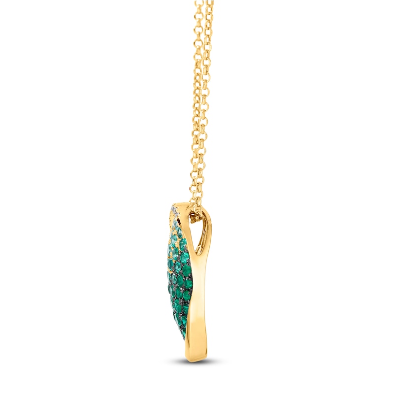 Main Image 2 of Le Vian® Emerald Ombré® and 0.05 CT. T.W. Nude Diamond™ Frame Pendant in 14K Honey Gold™ - 19”