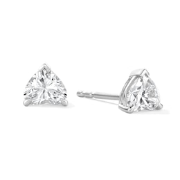 1.00 CT. T.W. Heart-Shaped Certified Lab-Created Diamond Solitaire Stud Earrings in Sterling Silver (F/SI2)