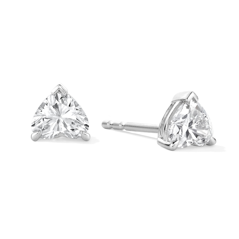 Main Image 1 of 1.00 CT. T.W. Heart-Shaped Certified Lab-Created Diamond Solitaire Stud Earrings in Sterling Silver (F/SI2)