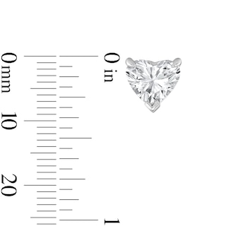 1.00 CT. T.W. Heart-Shaped Certified Lab-Created Diamond Solitaire Stud Earrings in Sterling Silver (F/SI2)