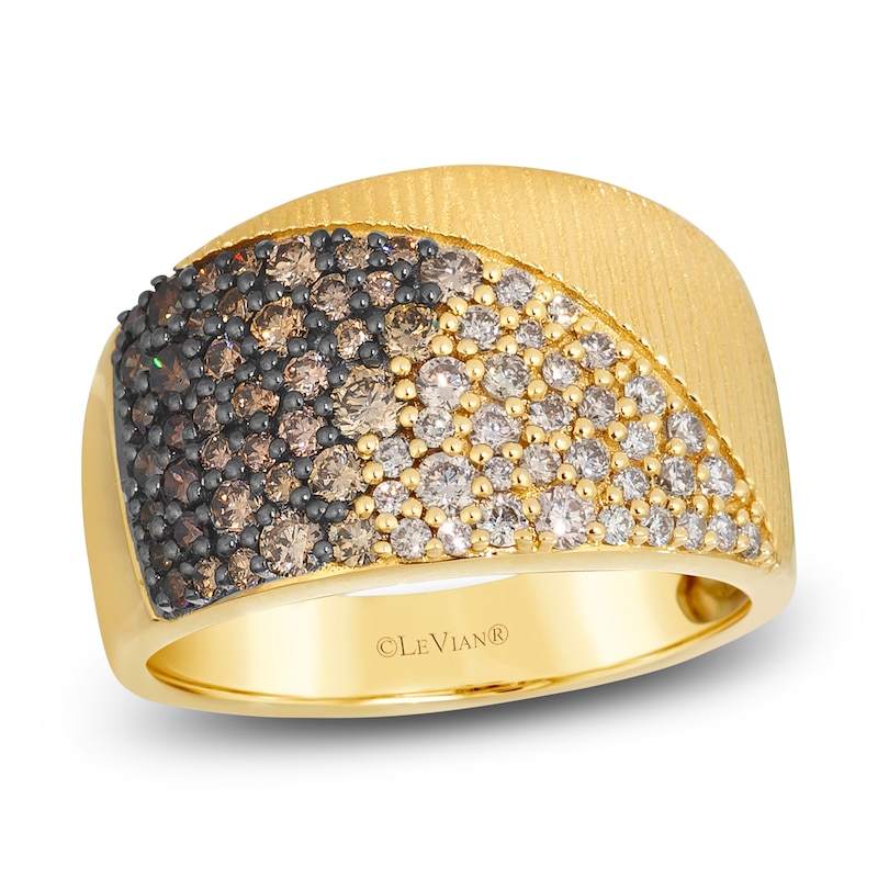 Main Image 1 of Le Vian® 0.95 CT. T.W. Chocolate Ombré® Diamond Textured Ring in 14K Honey Gold™ - Size 7