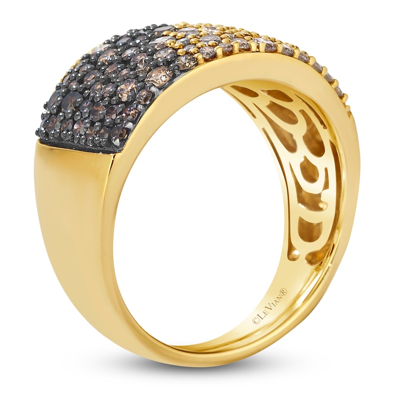 Main Image 2 of Le Vian® 0.95 CT. T.W. Chocolate Ombré® Diamond Textured Ring in 14K Honey Gold™ - Size 7