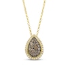 Le Vian® 0.80 CT. T.W. Chocolate Chip Multi-Diamond Teardrop Frame Pendant in 14K Honey Gold - 19"