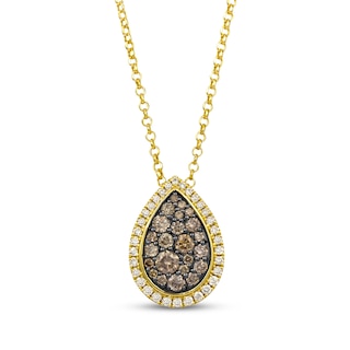 Le Vian® 0.80 CT. T.W. Chocolate Chip Multi-Diamond Teardrop Frame Pendant in 14K Honey Gold - 19"