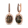 Le Vian® Oval Green Chalcedony and 0.95 CT. T.W. Diamond Frame Drop Earrings in 14K Strawberry Gold®