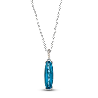 Le Vian® Barrel-Shaped Deep Sea Blue Topaz™ and 0.04 CT. T.W. Nude Diamond™ Pendant in 14K Vanilla Gold® - 19”