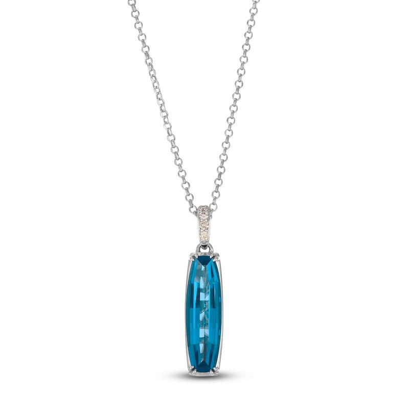 Le Vian® Barrel-Shaped Deep Sea Blue Topaz™ and 0.04 CT. T.W. Nude Diamond™ Pendant in 14K Vanilla Gold® - 19”