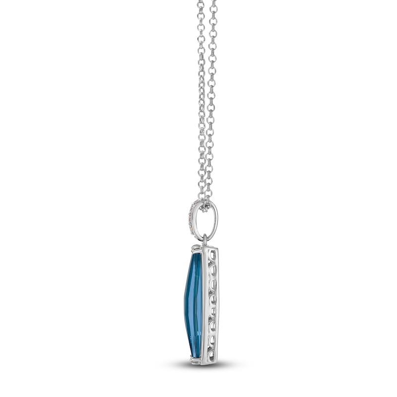 Le Vian® Barrel-Shaped Deep Sea Blue Topaz™ and 0.04 CT. T.W. Nude Diamond™ Pendant in 14K Vanilla Gold® - 19”