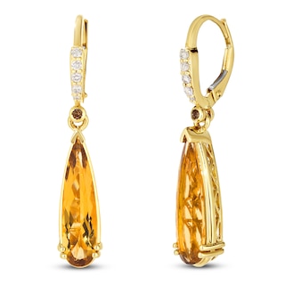 Le Vian® Pear-Shaped Cinnamon Citrine® and 0.12 CT. T.W. Diamond Drop Earrings in 14K Honey Gold™