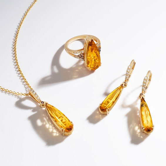 Le Vian® Pear-Shaped Cinnamon Citrine® and 0.12 CT. T.W. Diamond Drop Earrings in 14K Honey Gold™