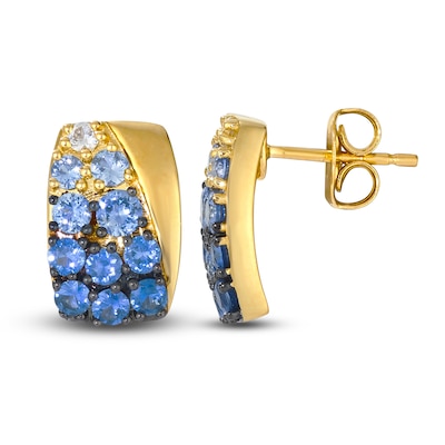 Le Vian® Denim Ombré® and White Sapphire Rectangle Stud Earrings in 14K Honey Gold™