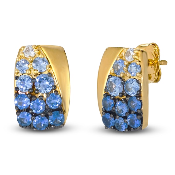 Le Vian® Denim Ombré® and White Sapphire Rectangle Stud Earrings in 14K Honey Gold™