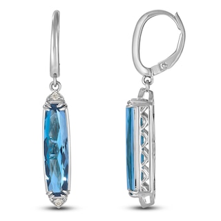 Le Vian® Cushion-Cut Deep Sea Blue Topaz™ and 0.04 CT. T.W. Nude Diamond™ Drop Earrings in 14K Vanilla Gold®