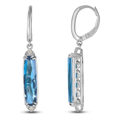 Le Vian® Cushion-Cut Deep Sea Blue Topaz™ and 0.04 CT. T.W. Nude Diamond™ Drop Earrings in 14K Vanilla Gold®