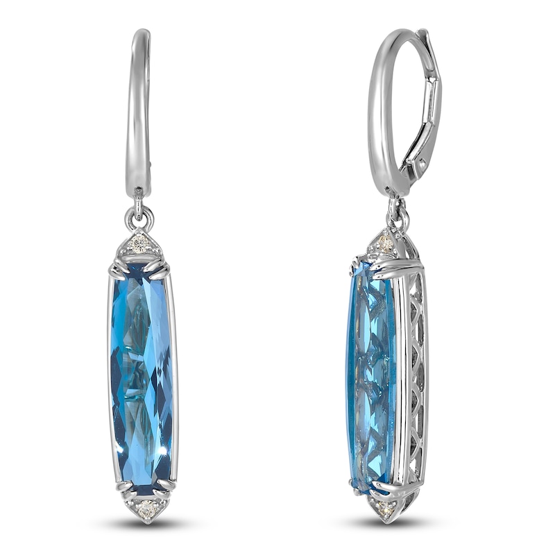 Le Vian® Cushion-Cut Deep Sea Blue Topaz™ and 0.04 CT. T.W. Nude Diamond™ Drop Earrings in 14K Vanilla Gold®