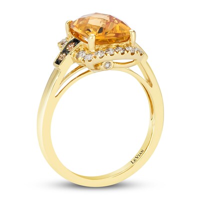 Le Vian® Cushion-Cut Cinnamon Citrine® and 0.37 CT. T.W. Diamond Frame Ring in 14K Honey Gold™ - Size 7