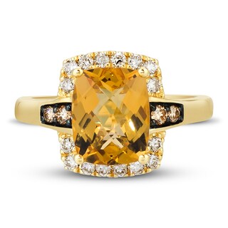 Le Vian® Cushion-Cut Cinnamon Citrine® and 0.37 CT. T.W. Diamond Frame Ring in 14K Honey Gold™ - Size 7